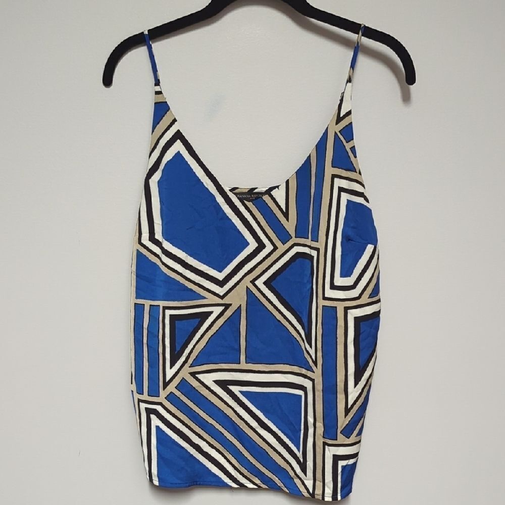 Banana Republic Blue and Tan Geometric Camisole